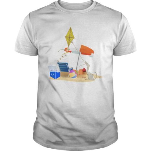 Dog Flying A Kite At The Beach T-Shirt, DAP