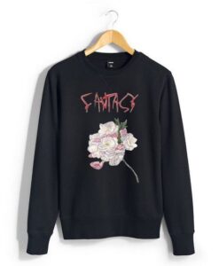 Fantasy Flower Black Sweatshirt znf08