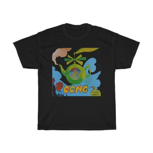 Gong Band Radio Gnome Invisible Rock Band Men's Black T-Shirt