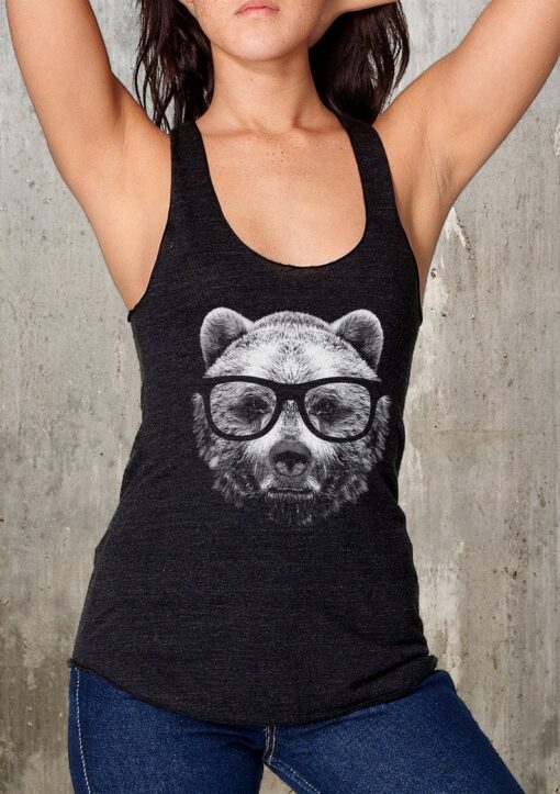 Grizzly Bear In Glasses - American Apparel - Women's Racer Back Tank Top