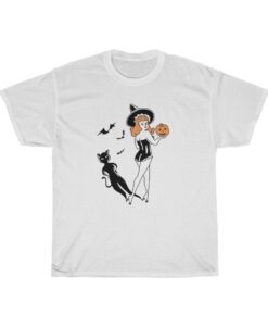 HALLOWEEN VINTAGE REDHEAD PIN UP WITCH T SHIRT