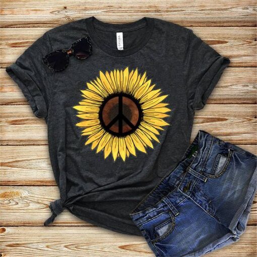 Hippie Sunflower Peace Symbol shirt ZNF08