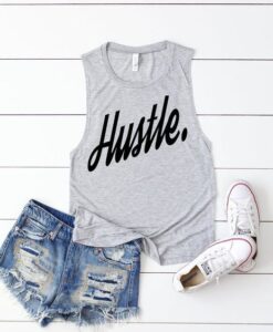 Hustle Gray Slub Muscle Tank ZNF08