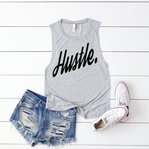 Hustle Gray Slub Muscle Tank ZNF08