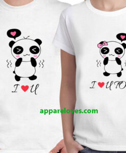 I Love You & Love You Too Panda Couple T-Shirts thd