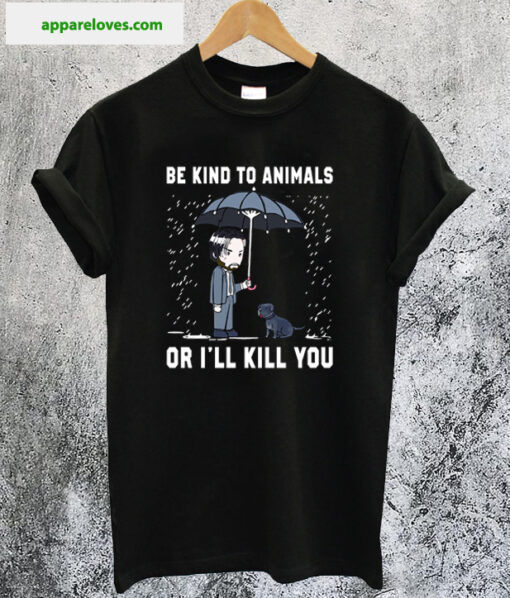 Keanu Reeves Be Kind To Animals or I'll Kill you shirt thd