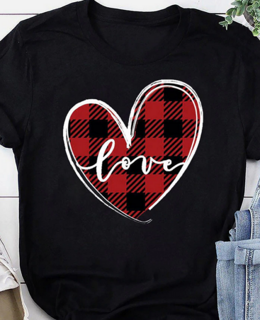 Love Heart Print Valentine Shirt THD