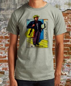 Mexican Loteria Game Vintage El Musico The Musician Retro Design Tee