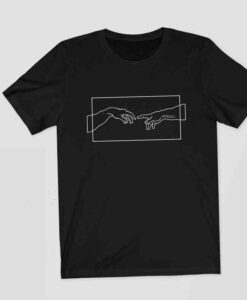 Michelangelo Creation Hands Line Art T shirt thd
