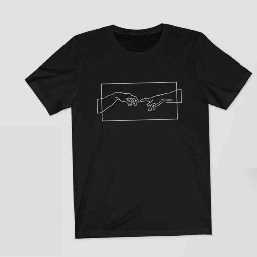 Michelangelo Creation Hands Line Art T shirt thd