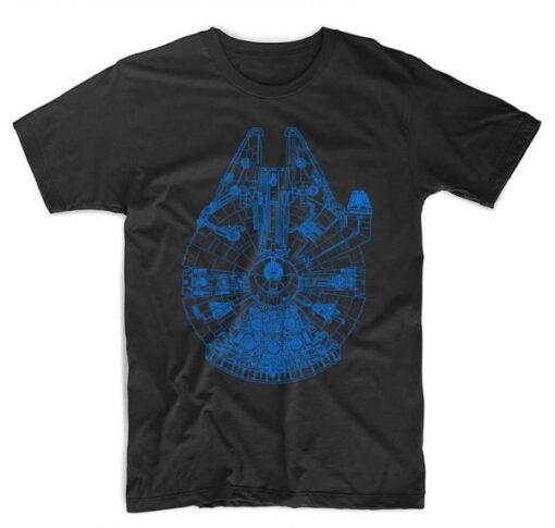 Millennium Falcon Blueprint Starwars Inspired funny T Shirt