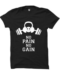 NO PAIN NO GAIN Gym Slogan T-Shirt THD