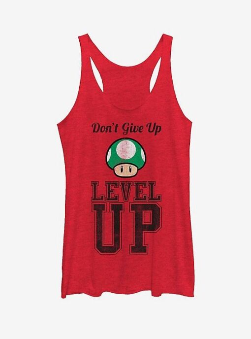 Nintendo Don't Give Up Level Up Mushroom Girls Tanks ZNF08