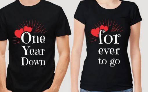 One year down forever to go tshirt COUPLE THD