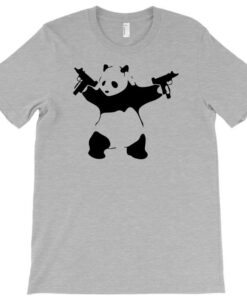 Panda Holding Machine Guns T-shirt thd