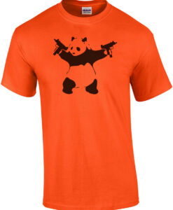 Panda Holding Machine Guns Tshirt thd