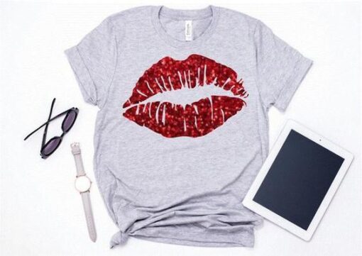 Red Glitter Lips T-Shirt ZNF08