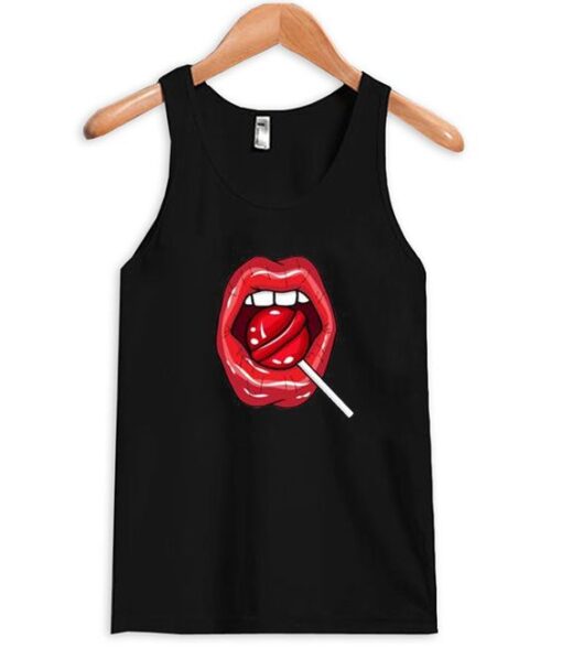 Red Lips With Lollipop Tanktop ZNF08