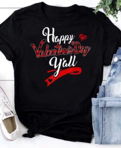 Red Plaid Happy Valentine's Day Y'all T-Shirt ZNF08