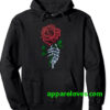 Skeleton Hand Red Rose Flower Hoodie THD