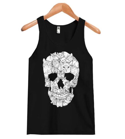 Sketchy Cat Skull Tank top ZNF08