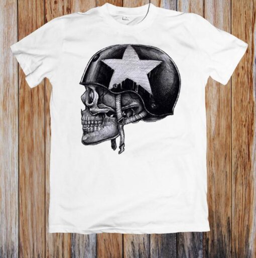 Skull Biker Harley Davidson Funny Cool Retro Vintage Unisex T Shirt