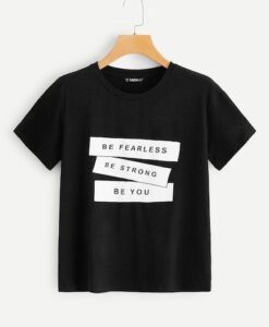 Slogan Print T-shirt ZNF08