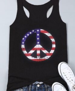 Star Spangled Peace Sign Tank ZNF08