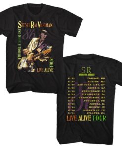 Stevie Ray Vaughan Live Alive Tour Black Adult T-Shirt Twoside