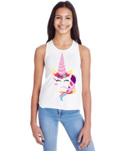 Unicorn Face Birthday Girl matching family tanktop