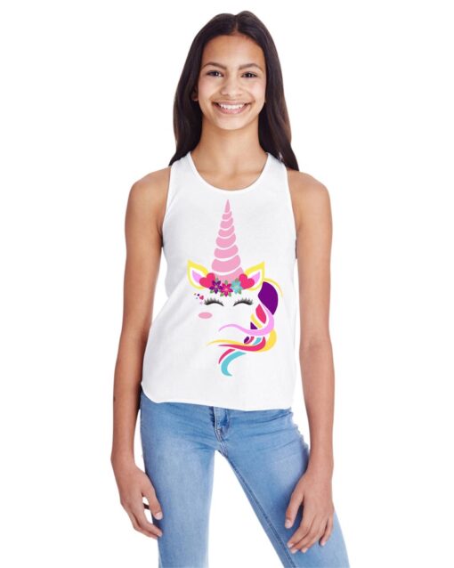 Unicorn Face Birthday Girl matching family tanktop