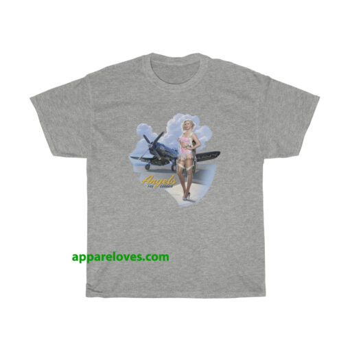 WWII Corsair F4U Flying Angels Blonde Pinup Girl T-Shirt thd