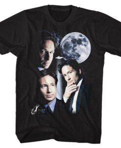 X-Files 3 Mulder Moon Black Adult T-Shirt