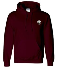 alien head maroon hoodie THD