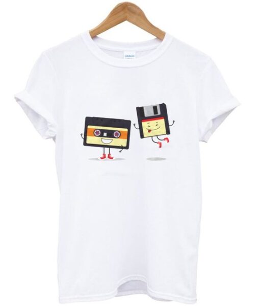 floppy and cassette tape t-shirt ZNF08