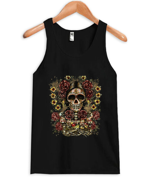 flower fruit sugar skull tank top