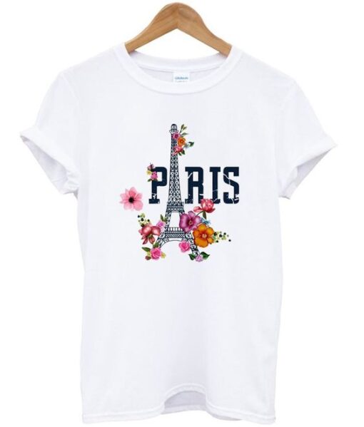 paris eiffel flower t-shirt ZNF08